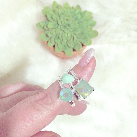 Lovely Sparkling Teal Silver Stacker3️⃣Rings Set - Picture 2 of 11